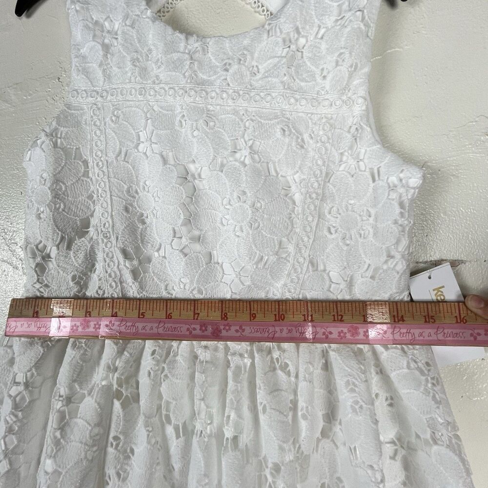Kensie Girls White Floral Lace Fit Flare Dress Sleeveless Easter Party Size 16 - Picture 11 of 16